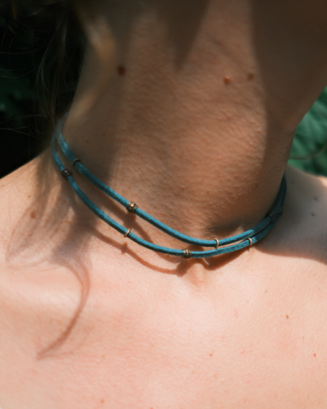 Blue Double Strand Clasp Necklace