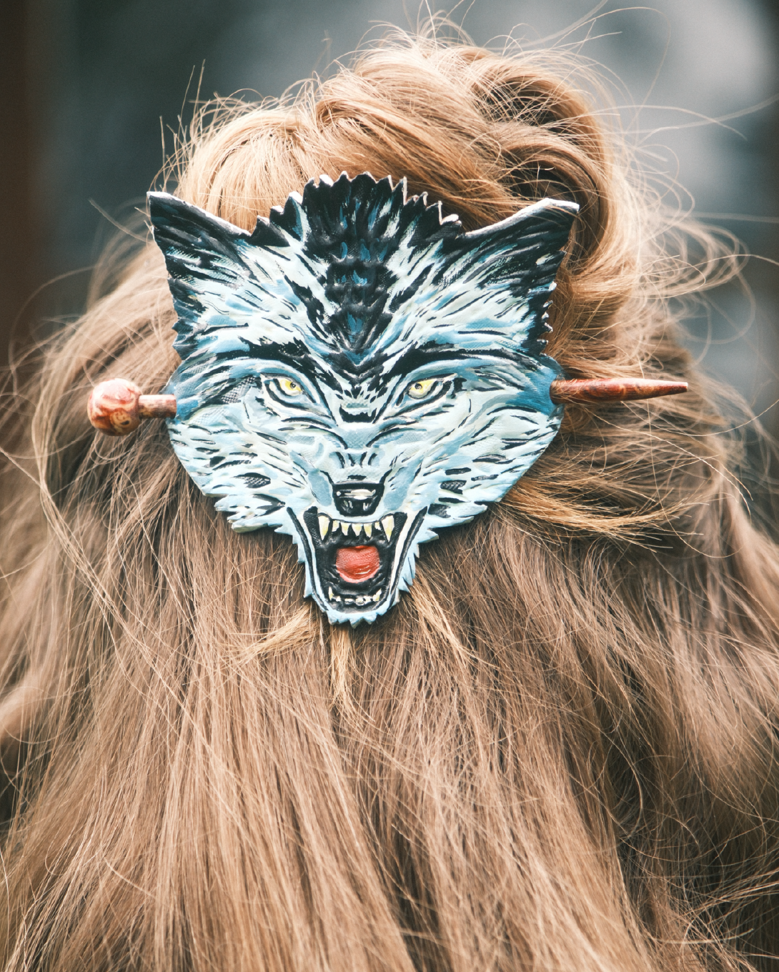 Hand-Painted Wolf Hair Barrette