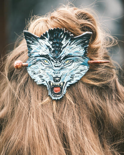 Hand-Painted Wolf Hair Barrette