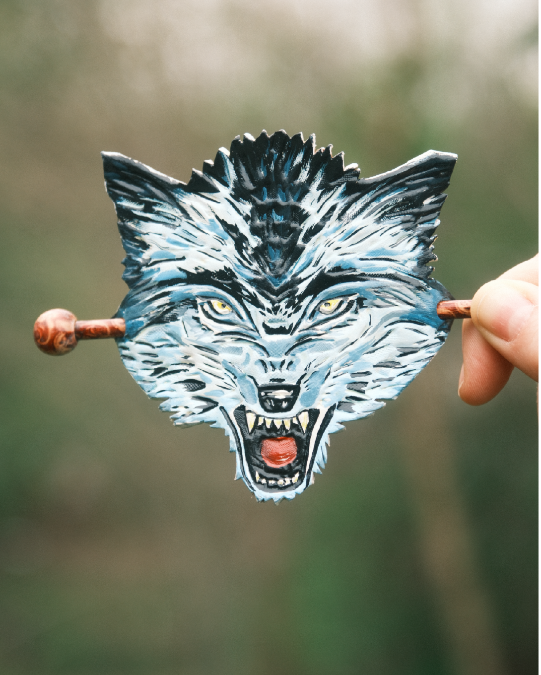 Hand-Painted Wolf Hair Barrette