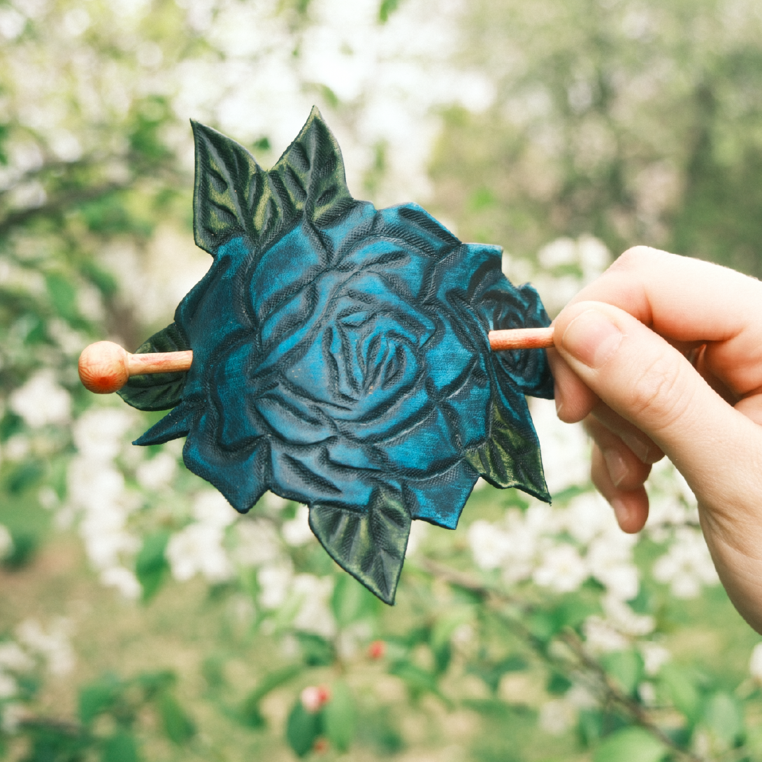 Blue Rose Hair Barrette