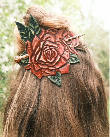 Red Rose Hair Barrette
