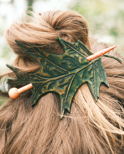 Green Leaf Hair Barrette