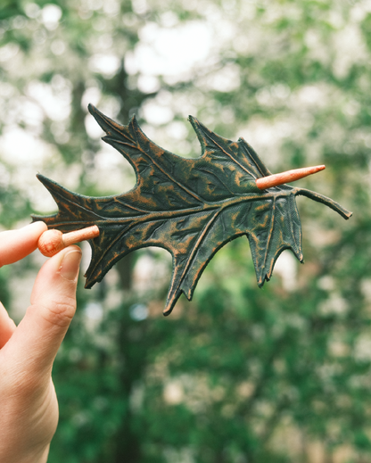 Green Leaf Hair Barrette