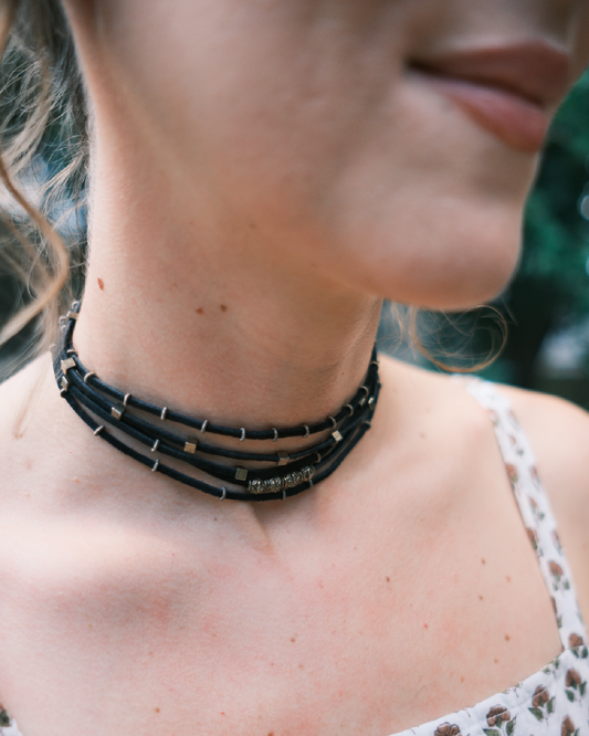 Black 4 Strand Clasp Necklace