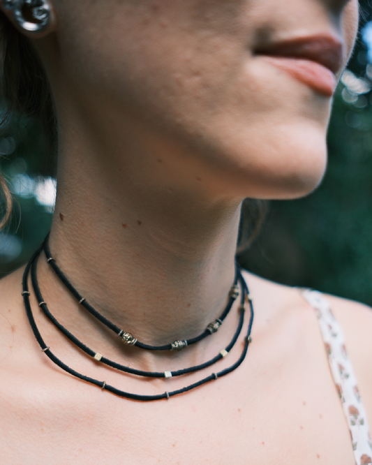 Black 3 Stand Clasp Necklace