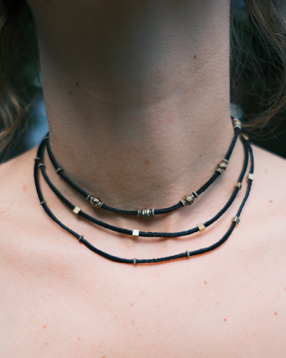 Black 3 Stand Clasp Necklace