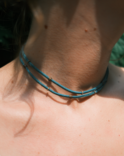 Blue Double Strand Clasp Necklace