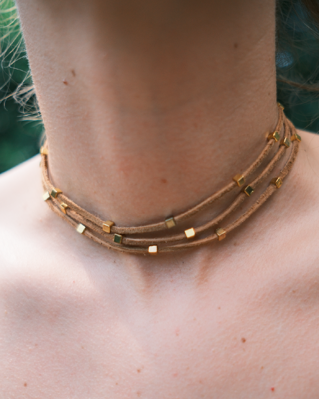 Tan 3 Strand Clasp Necklace